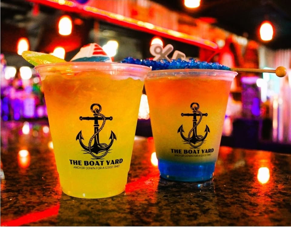 The Boat Yard patio with burgers and beers by the docks