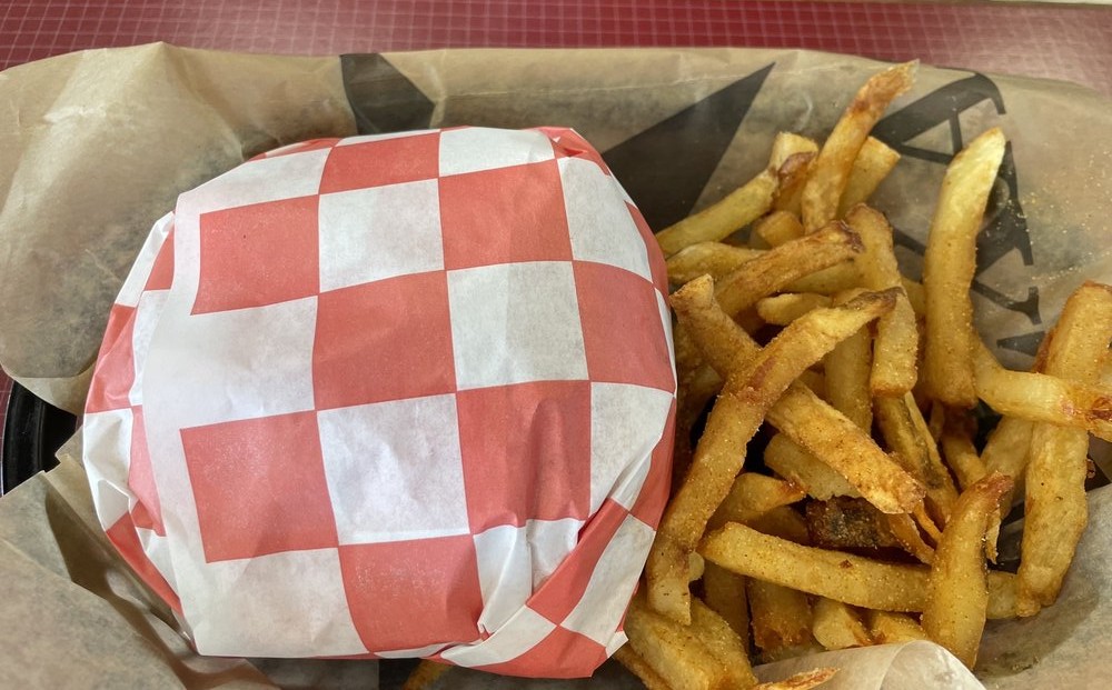 Watsonburger classic cheeseburger, fries, and shake